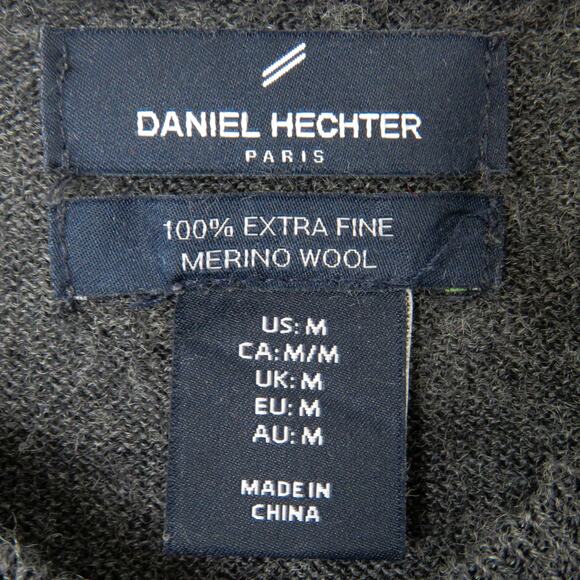 Daniel Hechter Charcoal Grey V-Neck Merino Wool Sweater Medium Men's Classic - Picture 6 of 8